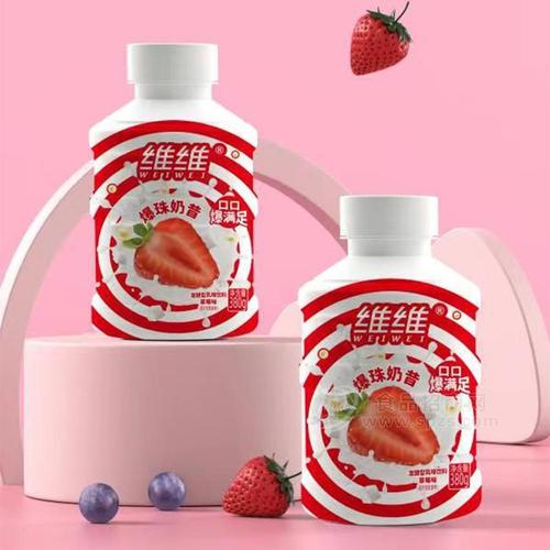 维维爆珠奶昔草莓味乳饮料瓶装招商380g